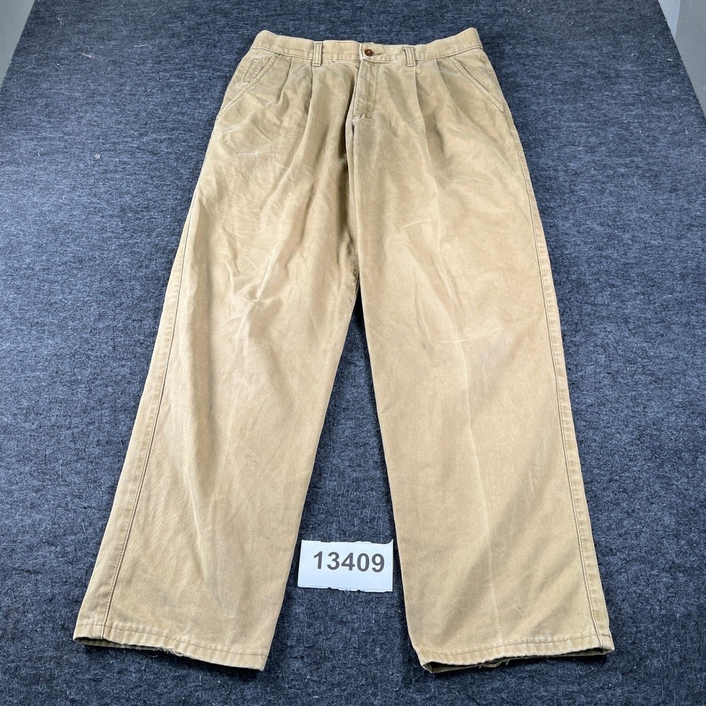Gotta Be Cotton Pants Mens 34 Tan Good Vintage Pleated Chinos Made in Canada